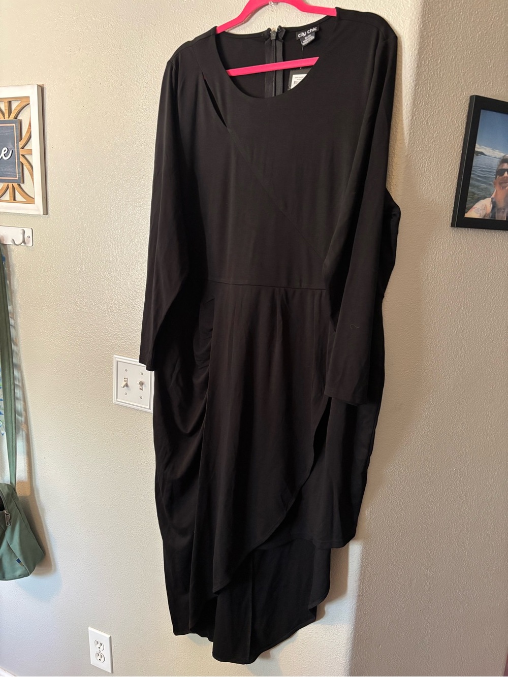 NWT City Chic Black "Wrapped Up" Asymmetrical Draped Dress XL / 22